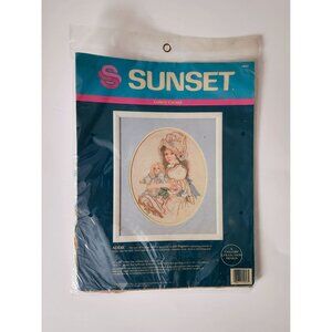 Embroidery crewel Kit 1105 Addie and her Doll Sunset